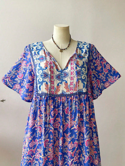 Boho Floral Maxi Dress – Plus Size