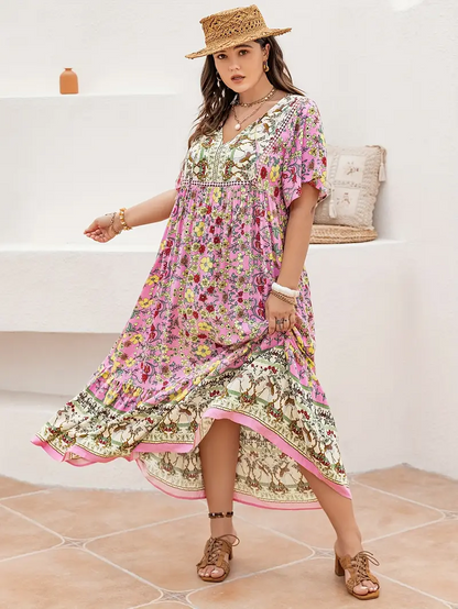 Boho Floral Maxi Dress – Plus Size