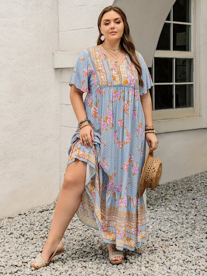 Boho Floral Maxi Dress – Plus Size