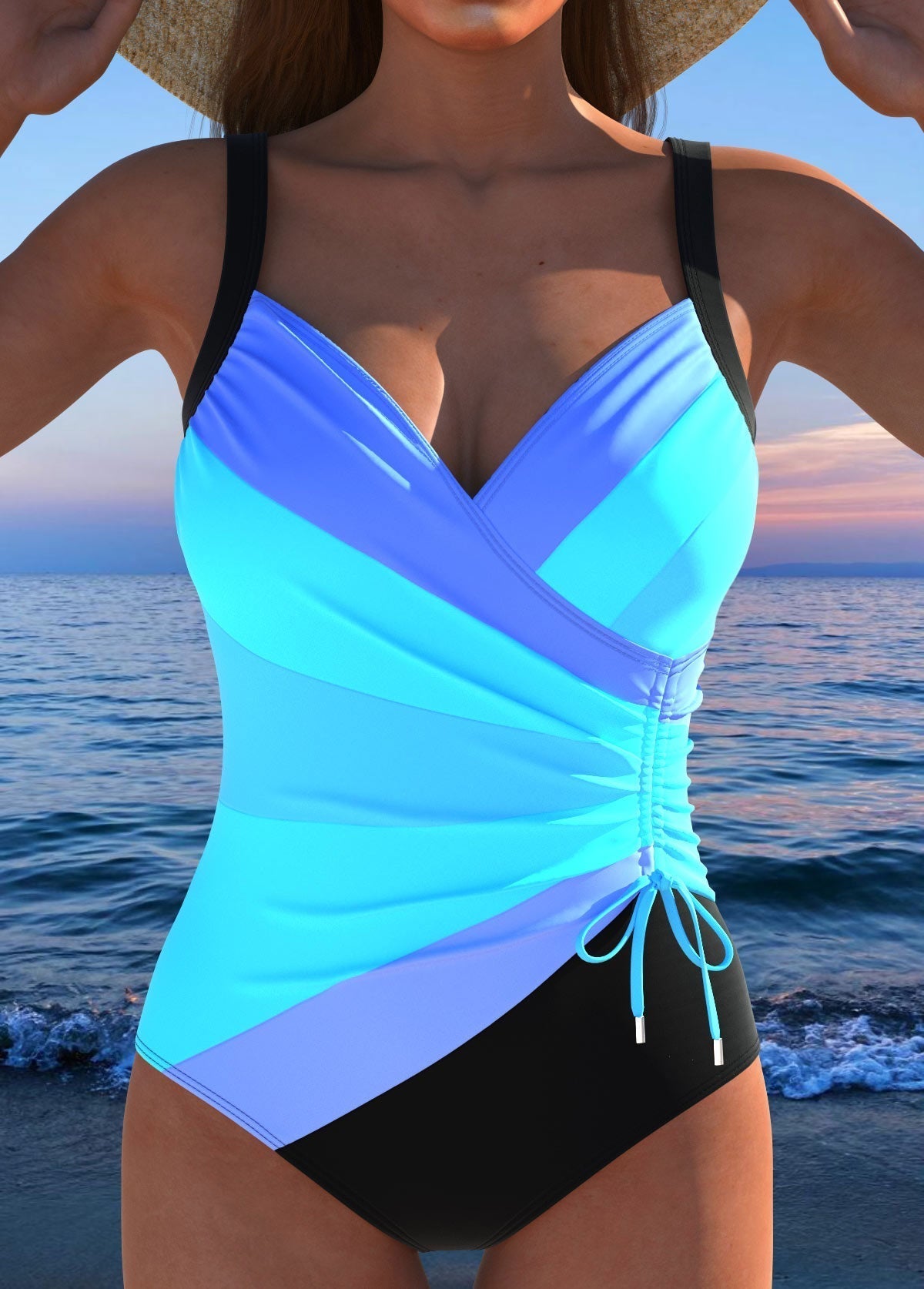 Luxury Surplice Swimsuit with Colorful Print