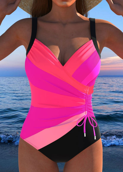 Luxury Surplice Swimsuit with Colorful Print