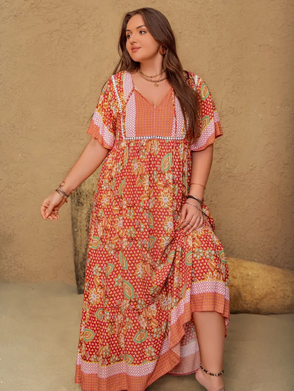 Boho Floral Maxi Dress – Plus Size
