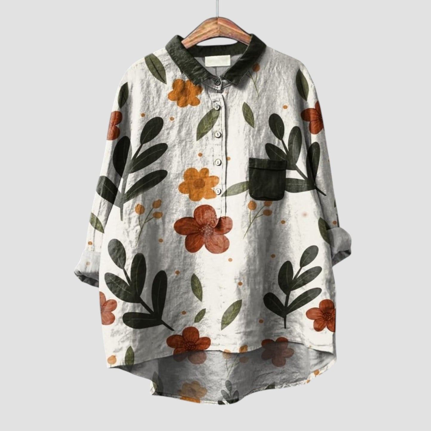 CLARISSA™ | Oversized Floral Shirt in Natural and Authentic Style