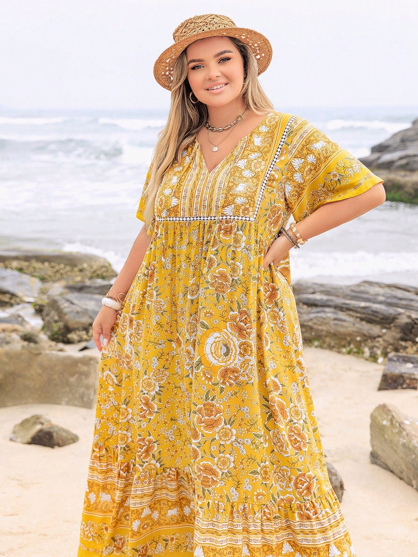 Boho Floral Maxi Dress – Plus Size