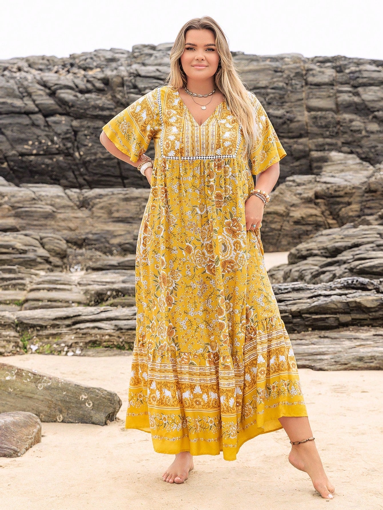 Boho Floral Maxi Dress – Plus Size