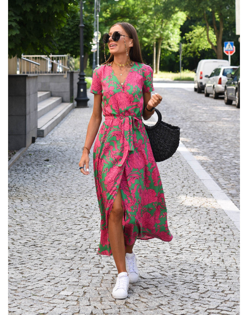 Alina™ | Floral Wrap Midi Dress