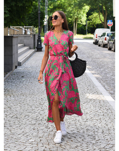 Alina™ | Floral Wrap Midi Dress