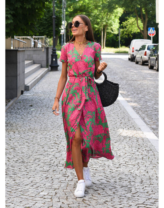 Alina™ | Floral Wrap Midi Dress