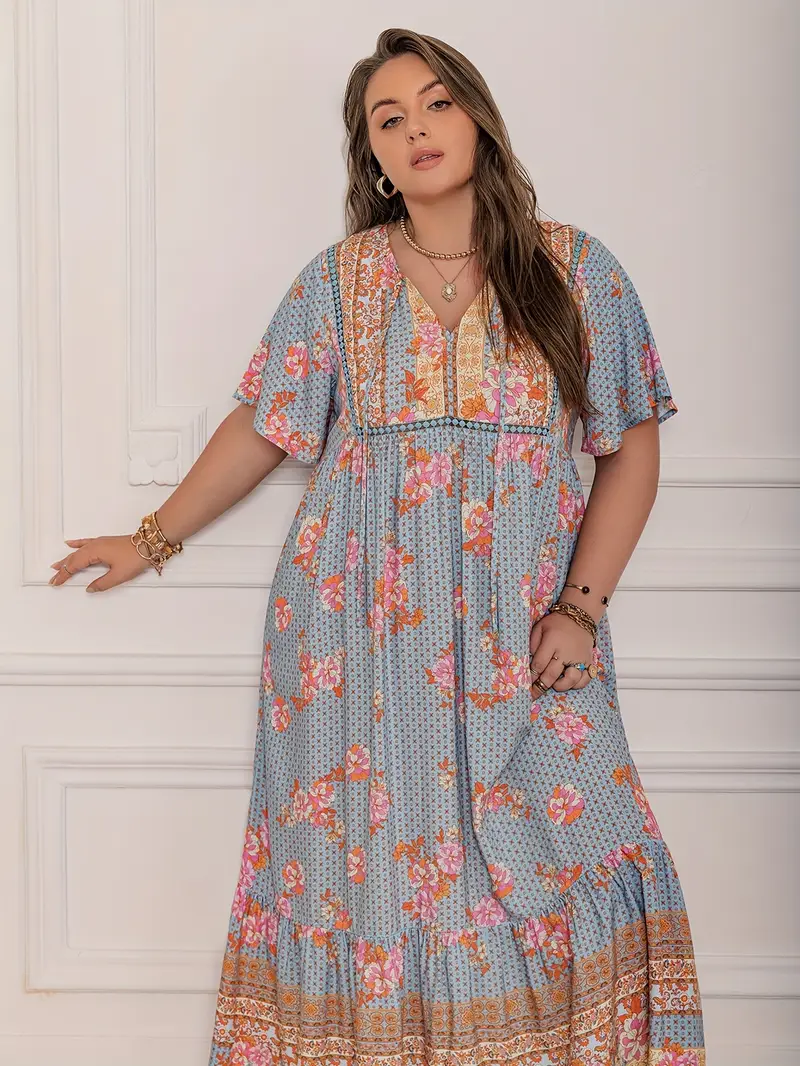 Boho Floral Maxi Dress – Plus Size